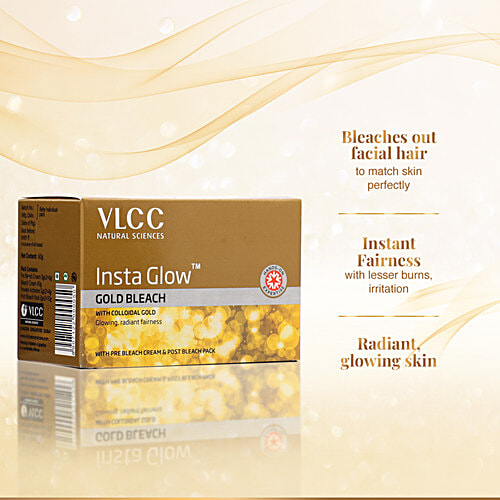 VLCC Insta Glow Gold Bleach For Instant Fairness & Glowing Skin, 60 g With Colloidal Gold, Glowing, Radiant Fairness