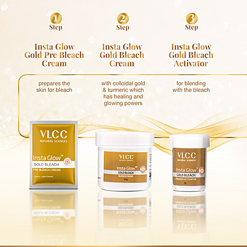 VLCC Insta Glow Gold Bleach For Instant Fairness & Glowing Skin, 60 g With Colloidal Gold, Glowing, Radiant Fairness