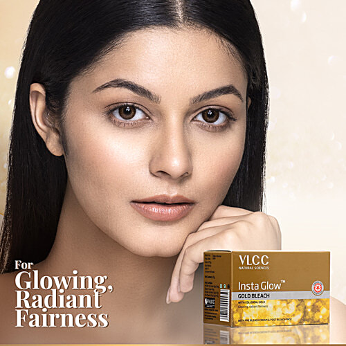 VLCC Insta Glow Gold Bleach For Instant Fairness & Glowing Skin, 60 g With Colloidal Gold, Glowing, Radiant Fairness