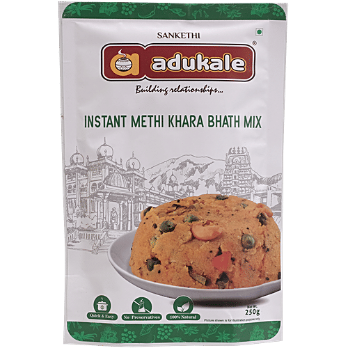 Adukale Instant Khara Bhath With Methi & Green Peas, 250 g  Natural, No Preservatives