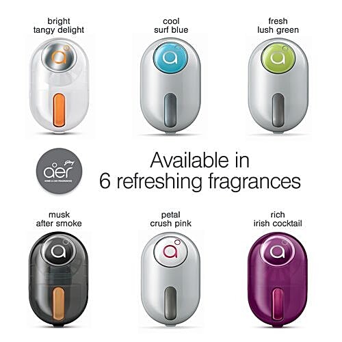 Godrej Aer Car Vent Air Freshener Kit - Click Gel, Bright Tangy Delight, Spill Proof, Lasts 60 Days, 10 g (Starter + Refill) 