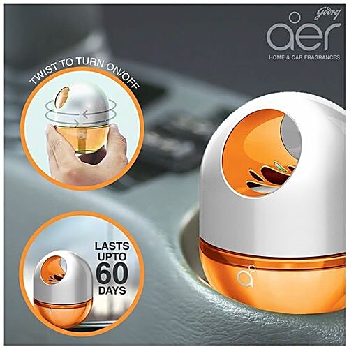 Godrej Aer Car Air Freshener - Twist Gel, Bright Tangy Delight, Spill Proof, Lasts 60 Days, 45 g  Twist Gel
 Spill Proof
 Lasts 60 Days