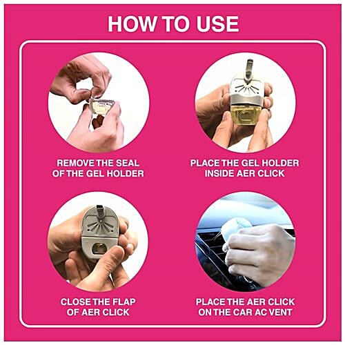 Godrej Aer Car Air Freshener Refill - Click Gel, Petal Crush Pink, Spill Proof, Lasts 60 Days, 10 g  