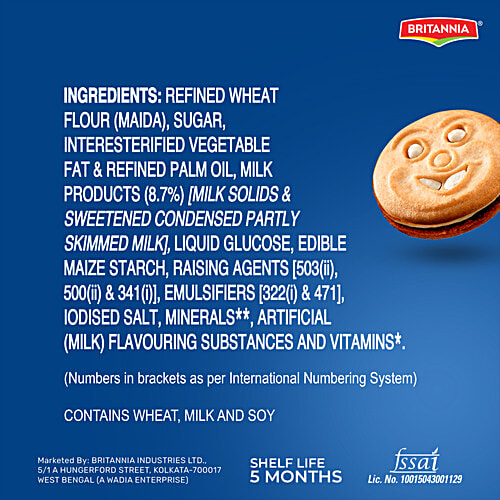 Britannia Milk Bikis Milky Sandwich Biscuits, 200 g  4 Vital Vitamins, Zero Trans Fat