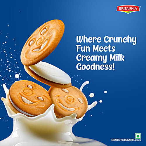 Britannia Milk Bikis Milky Sandwich Biscuits, 200 g  4 Vital Vitamins, Zero Trans Fat