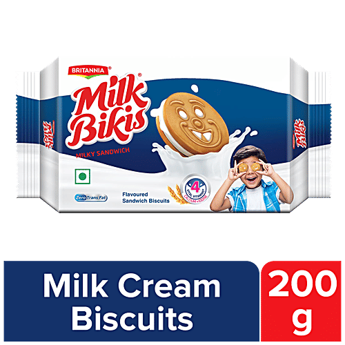 Buy Britannia Biscuits Milk Bikis Milk Cream 200 gm Pouch Online at