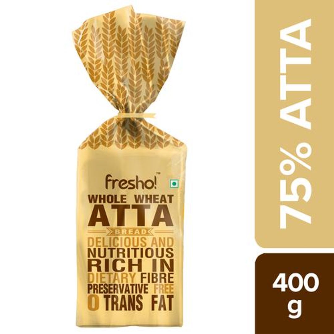 Fresho Whole Wheat Bread 75% Atta - Preservative Free, 400 g 