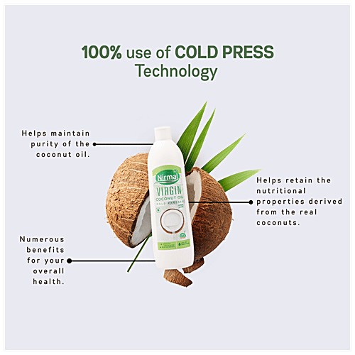 Klf  Coconut Oil - Nirmal Cold Press Virgin, 500 ml Bottle Zero Cholesterol, Zero Trans Fat