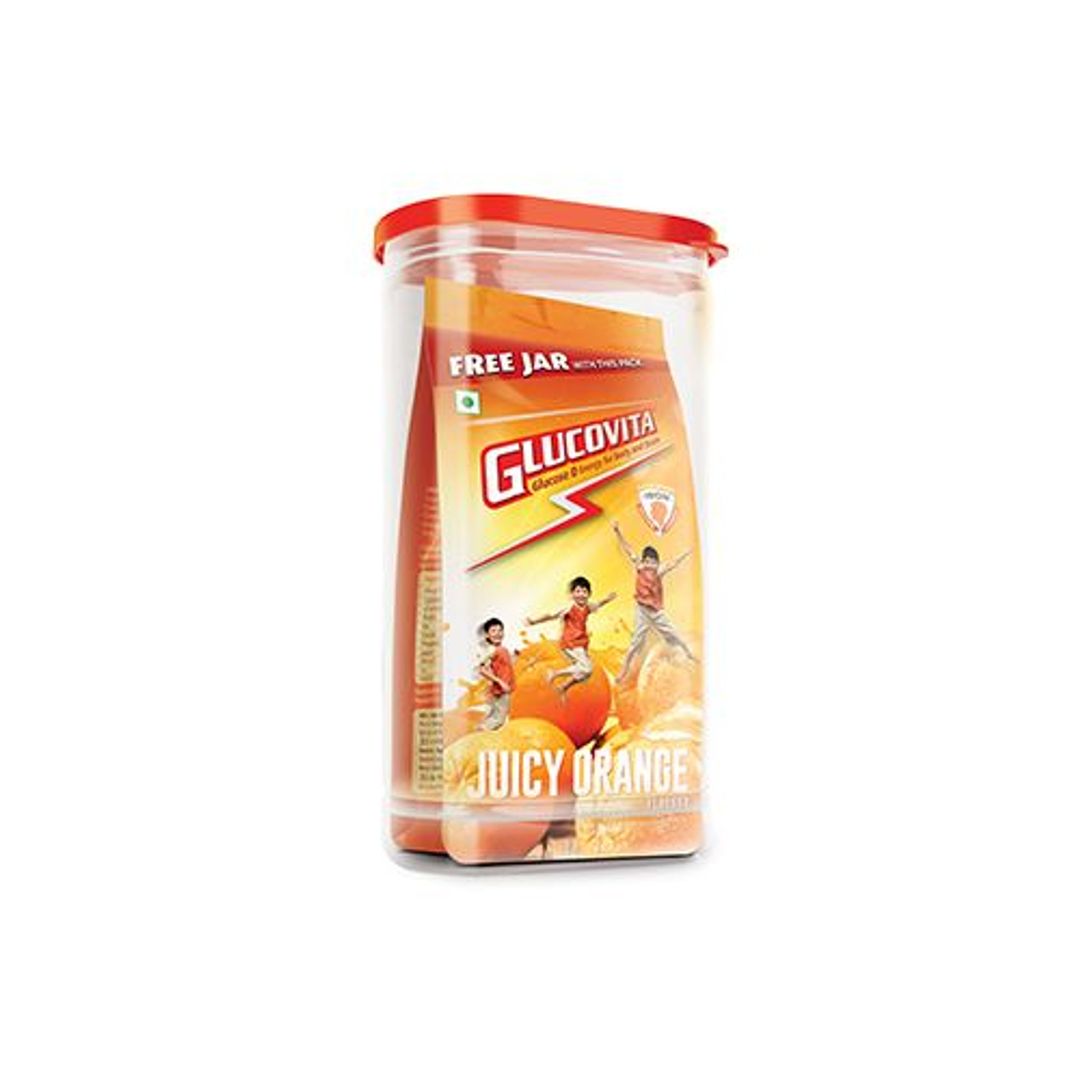 Glucovita Energy Drink - Instant Energy for Body & Brain, Orange, 400 g Jar