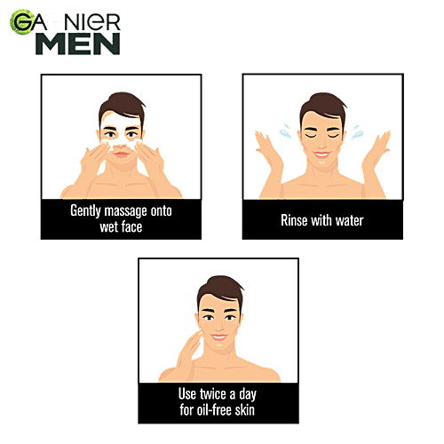 Garnier Men Turbo Bright Anti-Pollution Double Action Face Wash - Cleans Skin Deeply, 50 g  Pollution Gone, Fairness On
