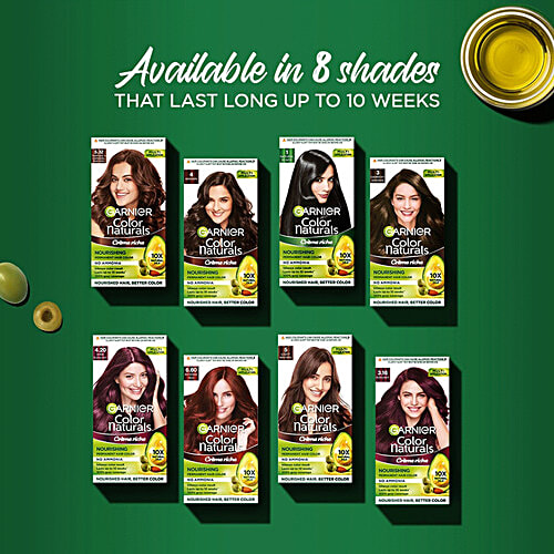 Garnier Color Naturals Long-Lasting Creme Hair Colour, 70 ml + 60 g Shade 4, Brown