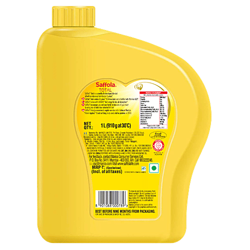 Saffola Total Pro Heart Conscious Edible Oil, 1 L Jar Pro Heart Conscious, Fortified with Vitamins A & D