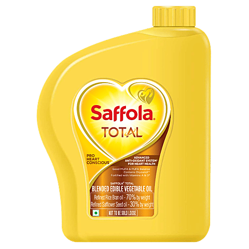 Saffola Total Pro Heart Conscious Edible Oil, 1 L Jar Pro Heart Conscious, Fortified with Vitamins A & D
