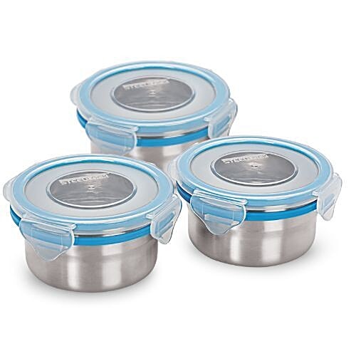 Steel Lock Stainless Steel Lunch Box With Insulated Bag - HL-1261, 3 pcs  Airtight Lid