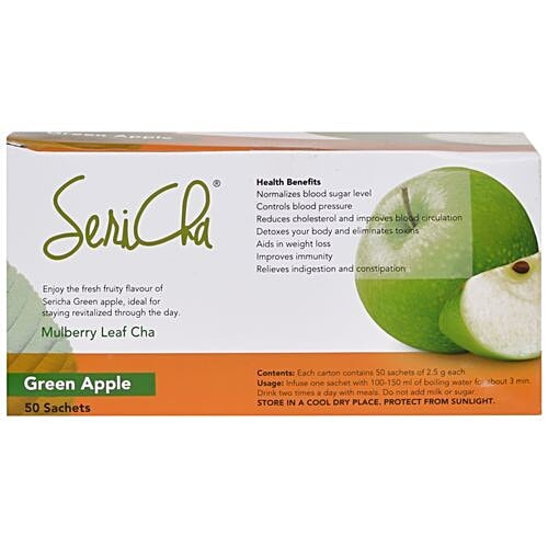 Sericha Organic Mulberry Wellness Drink - Green Apple, 110 g (50 Sachets x 2.2 g each) 