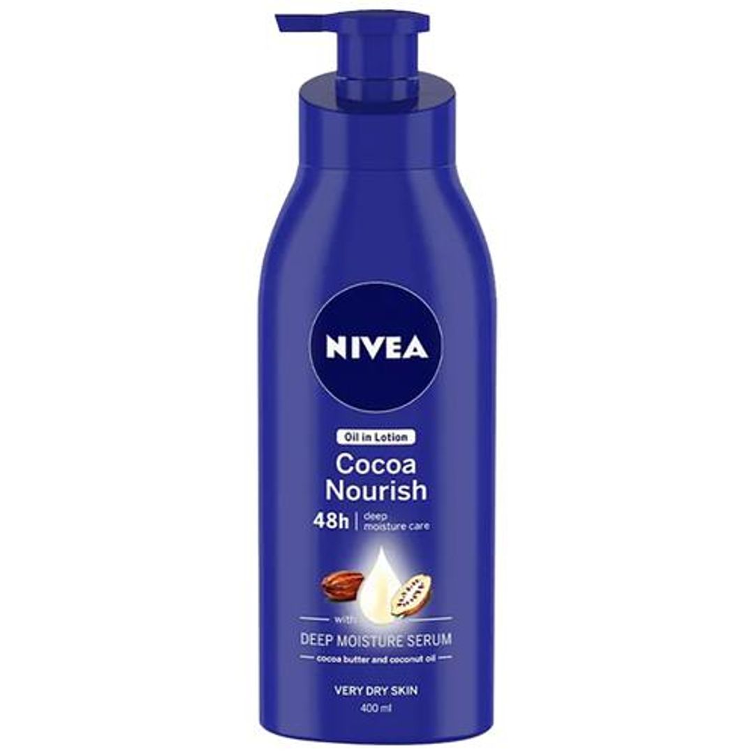 NIVEA Cocoa Nourish Oil In Lotion - Very Dry Skin, With Deep Moisture Serum, Cocoa Butter & Coconut Oil, 48h Deep Moisture Care, 400 ml 