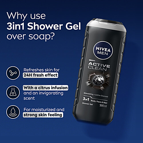 Nivea Men Active Clean 3 In 1 Shower Gel, 250 ml  