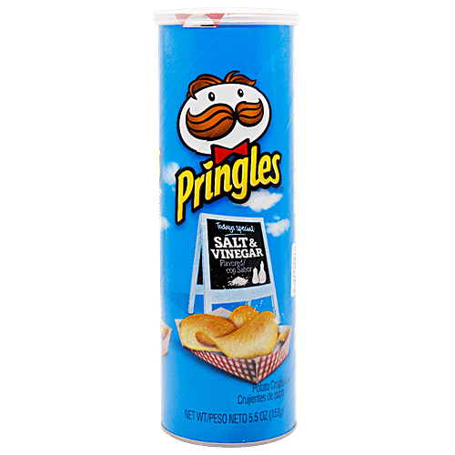 Pringles Imported Potato Chips - Salt & Vineger, Imported, 158 g  Bold Flavour
 Tangy Sensation
