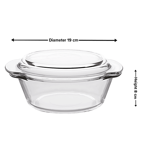Buy Iveo Casserole Borosilicate Glass, With Lid, Microwave Safe, 1 L