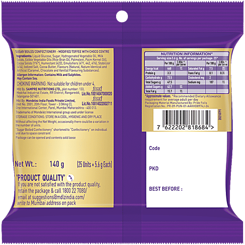 Cadbury Choclairs Gold Candy, 140 g (25 Candies) 