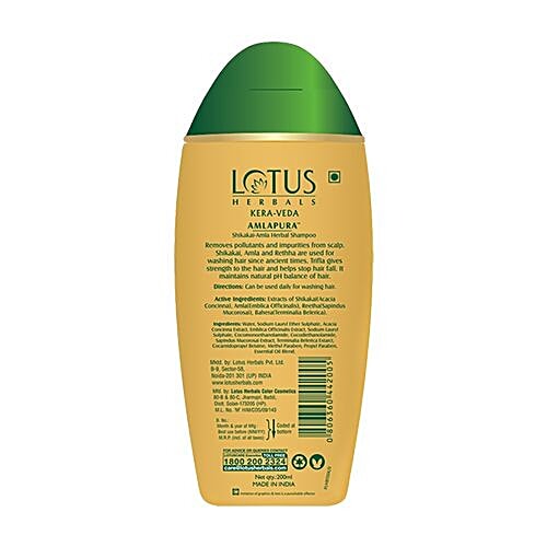Lotus Herbals Kera-Veda Amlapura Herbal Shampoo - Shikakai Amla, Normal To Oily Hair, 200 ml  