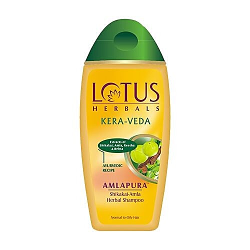 Lotus Herbals Kera-Veda Amlapura Herbal Shampoo - Shikakai Amla, Normal To Oily Hair, 200 ml  