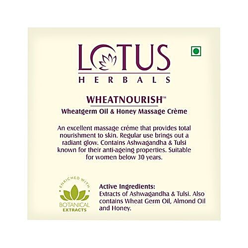Lotus Herbals Wheatnourish Wheatgerm Oil & Honey Massage Creme, 50 g