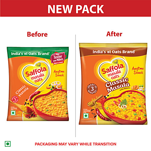 Saffola Masala Oats - Classic Masala, Millets Goodness With Bajra & Jowar, 38 g  