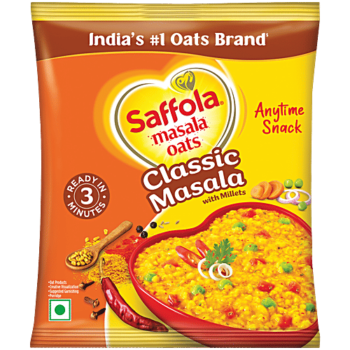 Saffola Masala Oats - Classic Masala, Millets Goodness With Bajra & Jowar, 38 g  
