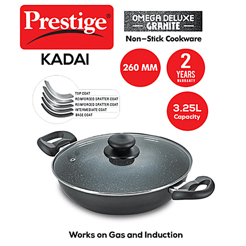 Buy Prestige Omeg Deluxe Granite NonStick Cookware Kadai With Lid