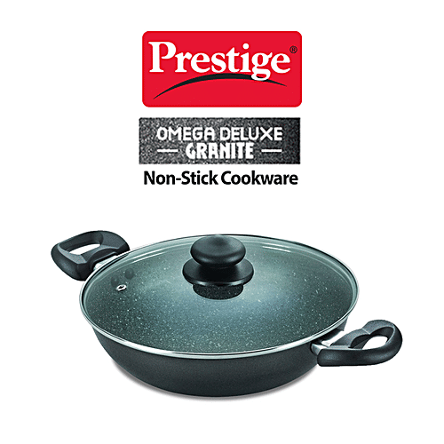 Prestige Omega Deluxe Granite Non-Stick Kadai with Lid (36311), 260 mm (Glass Lid) 