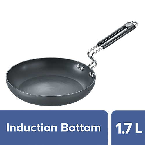 Prestige Hard Anodised Aluminium Fry Pan with Lid, 240 mm (30602), 1.7 L (Glass Lid) 
