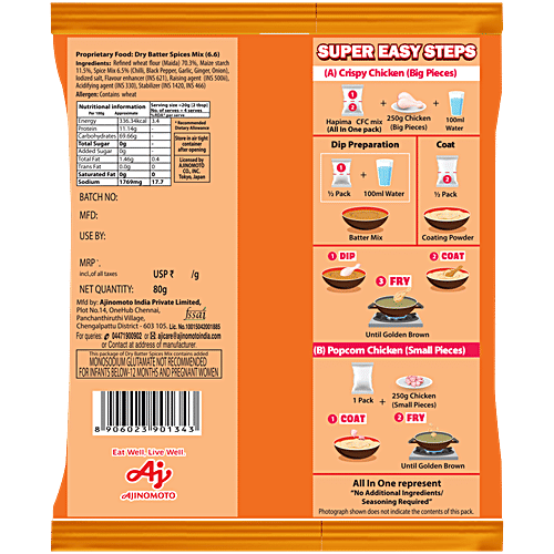 Ajinomoto Hapima Crispy Fry Mix, 80 g