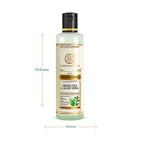 Khadi Natural Green Tea & Aloe Vera Hair Conditioner - Soothing & Renewing, SLS & Paraben Free, 210 ml