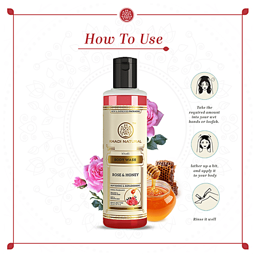 Buy Khadi Natural Rose & Honey Body Wash Softening, Replenishing, For