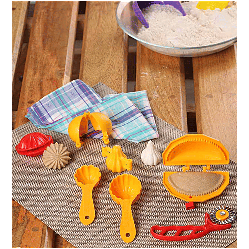 DS Mould Combo Modak, Kachori, Samosa, Cutlet, Karanji, Ladoo, Prasad Scoop, Cutter  VR5018, 1 pc  