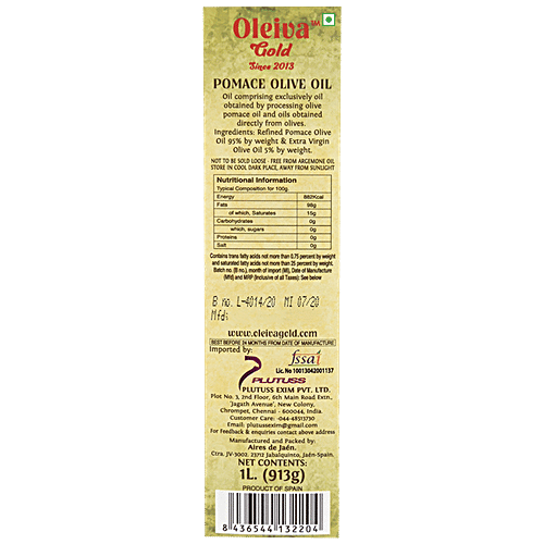 Oleiva Gold Olive Oil - Pomace, 1 L  