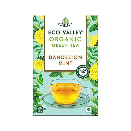 Eco Valley Dandelion Mint Organic Green Tea, 42.5 g (25 Bags x 1.7 g)