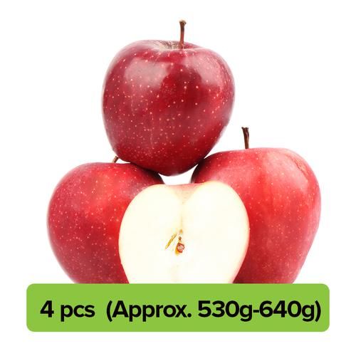 Fresho Apple - Red Delicious, Regular, 4 pcs (Approx. 530g - 640g) 