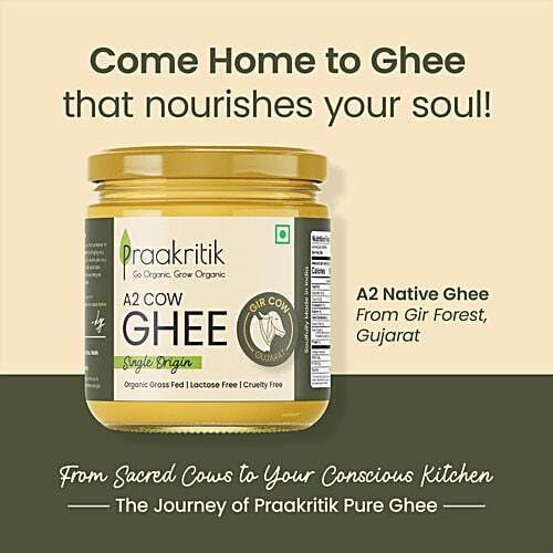 Praakritik Desi A2 Gir Cow Ghee/Tup, 500 ml  Lactose & GMO Free
