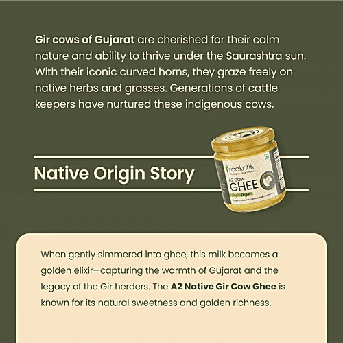 Praakritik Desi A2 Gir Cow Ghee/Tup, 500 ml  Lactose & GMO Free