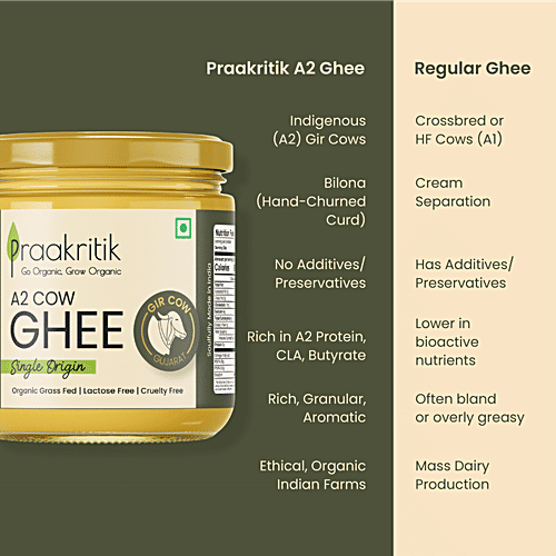Praakritik Desi A2 Gir Cow Ghee/Tup, 500 ml  Lactose & GMO Free