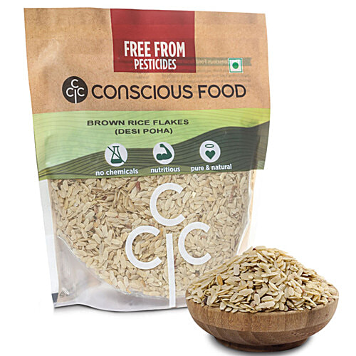 Conscious Food Desi Poha/Brown Rice Flakes, 500 g  