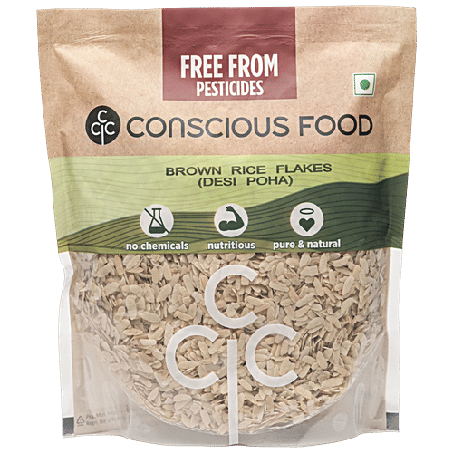 Conscious Food Desi Poha/Brown Rice Flakes, 500 g  