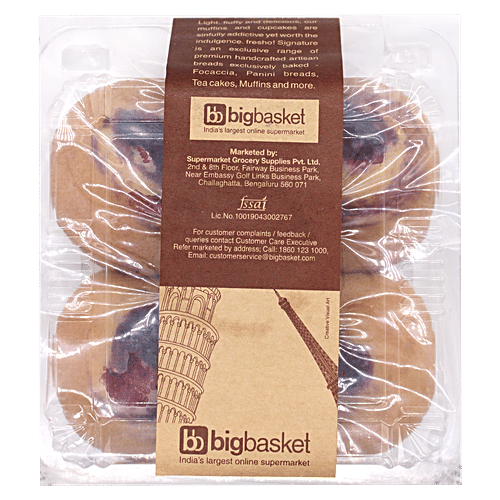 Fresho Signature Muffin/Cup Cake - Blueberry, 200 g (Pack of 4) 
