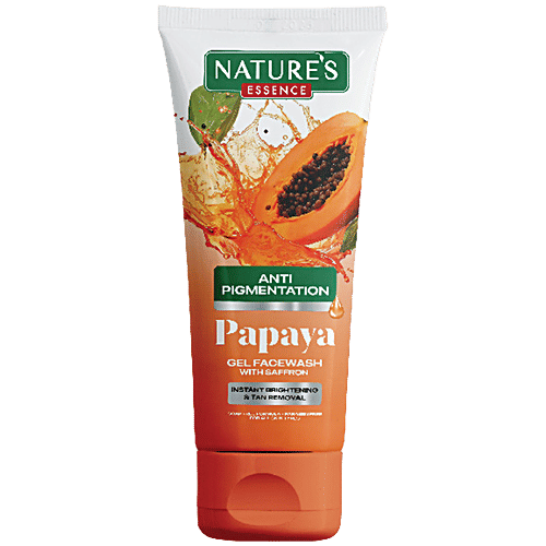 Natures Essence Anti Pigmentation Papaya Gel Face wash for women infused with Saffron reduces Spot Instant Brightening Tan Removal, 50 ml  