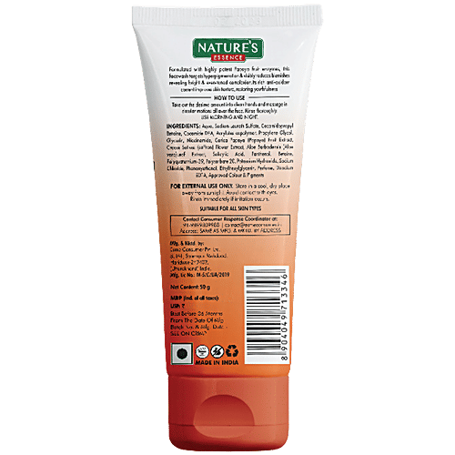 Natures Essence Anti Pigmentation Papaya Gel Face wash for women infused with Saffron reduces Spot Instant Brightening Tan Removal, 50 ml  