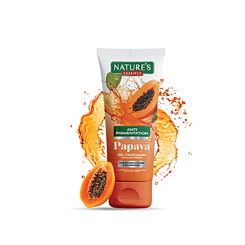 Natures Essence Anti Pigmentation Papaya Gel Face wash for women infused with Saffron reduces Spot Instant Brightening Tan Removal, 50 ml  