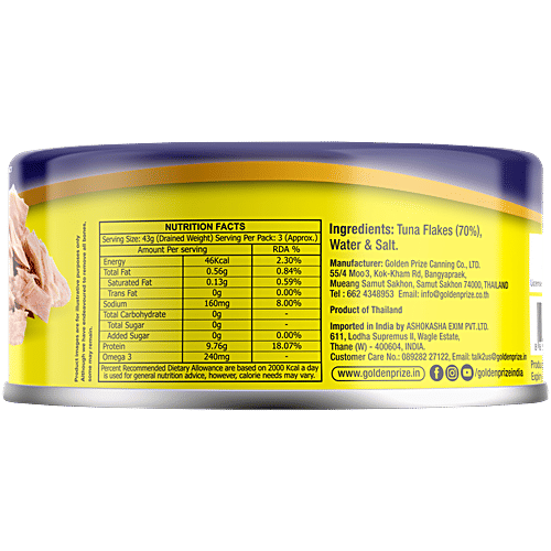 Golden Prize Canned Skipjack Light Meat Tuna - Flakes In Brine, 185 g Excellent Source of Omega-3