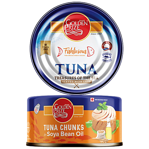 Golden Prize Canned Skipjack Light Meat Tuna - Chunk In Soya Bean Oil, 185 g  Excellent Source of Omega-3